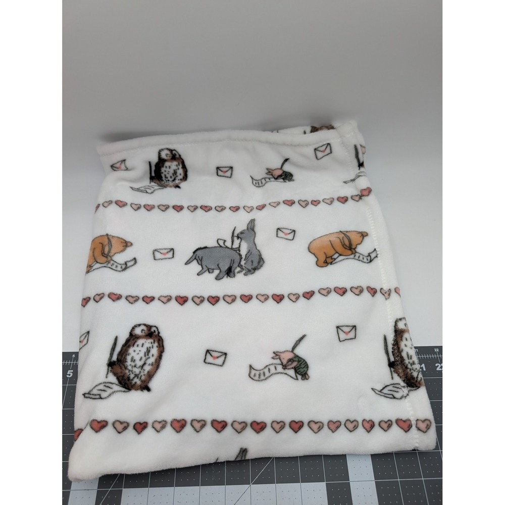 Pooh Bear Collection Baby Blanket White Hearts Winnie the Pooh Eeyore Piglet Owl